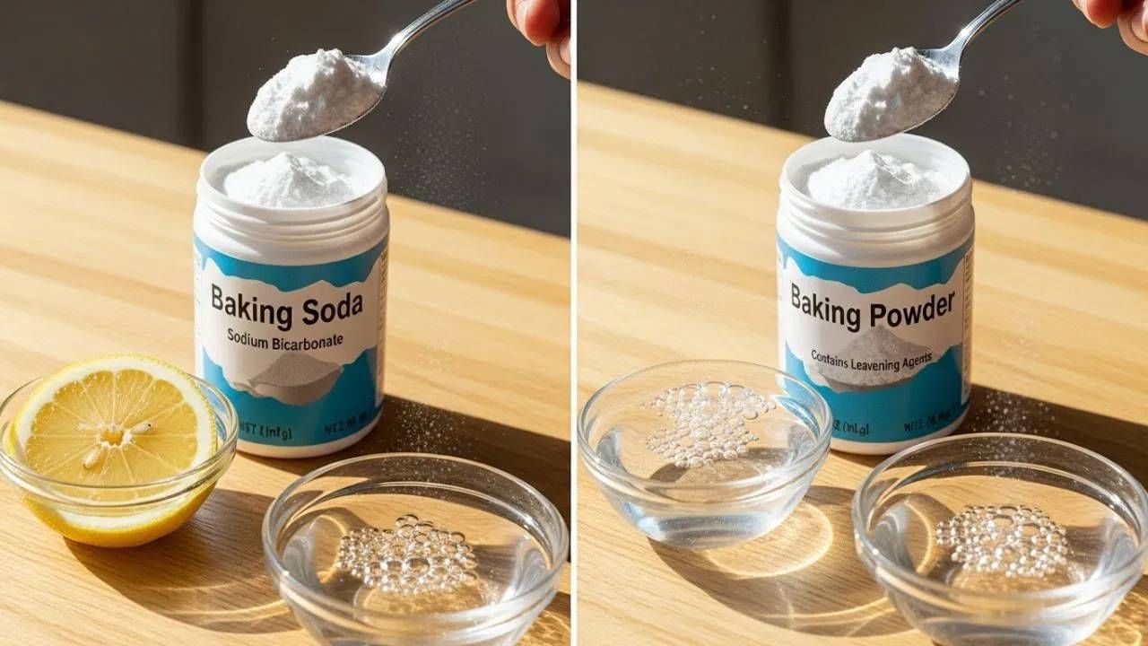 बेकिंग पावडर म्हणजे काय? : बेकिंग पावडर ही पदार्थ वाढविण्यासाठी वापरली जाते. बेकिंग पावडरमध्ये सोडियम बायकार्बोनेट आणि आम्ल असते. जे बांधलेले पीठ वाढवण्यास मदत करते. कधीकधी बेकिंग पावडरमध्ये कॉर्नस्टार्च मिसळला जातो. बेकिंग पावडरचे दोन प्रकार आहेत, पहिला म्हणजे सिंगल-अ‍ॅक्टिंग आणि डबल-अ‍ॅक्टिंग. सिंगल-अ‍ॅक्टिंग बेकिंग पावडर ही अन्न उत्पादनात वापरली जाते. डबल-अ‍ॅक्टिंग बेकिंग पावडर घरगुती पाककृतींमध्ये वापरली जाते. ती सामान्यतः केक, कुकीज आणि ब्रेडमध्ये वापरली जाते.