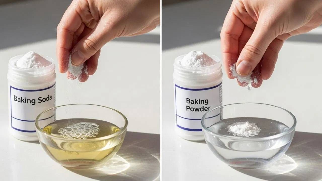 बेकिंग सोड्याचा जास्त वापर केल्याने अन्नाची चव खराब होऊ शकते. दुसरीकडे, बेकिंग पावडरमुळे फारसा फरक पडत नाही. पोताच्या बाबतीत, बेकिंग पावडर ही पावडरसारखी पातळ आणि मऊ असते. तर, बेकिंग सोडा हा मीठासारखा खडबडीत असतो. बेकिंग पावडरचा वापर चणे, राजमा, नान आणि भटुरे सारखे पदार्थ बनवण्यासाठी केला जातो. बेकिंग पावडरचा वापर केक, कुकीज आणि ब्रेड बनवण्यासाठी केला जातो.