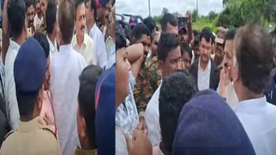 Girish Mahajan : शेतकऱ्यांनी ताफा रोखला अन् गिरीश महाजन म्हणाले, मी पैसे घेऊन आलो नाही; तर राऊत म्हणाले, …ते तेवढ्यापुरतेच संकटमोचक