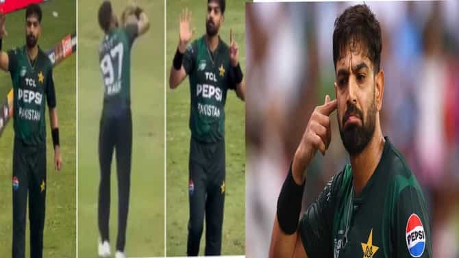 Ind vs Pak, Haris Rauf : प्लेन पाडण्याची ॲक्शन.. माजोरड्या हारिस रौफला चाहत्यांनी दाखवली जागा