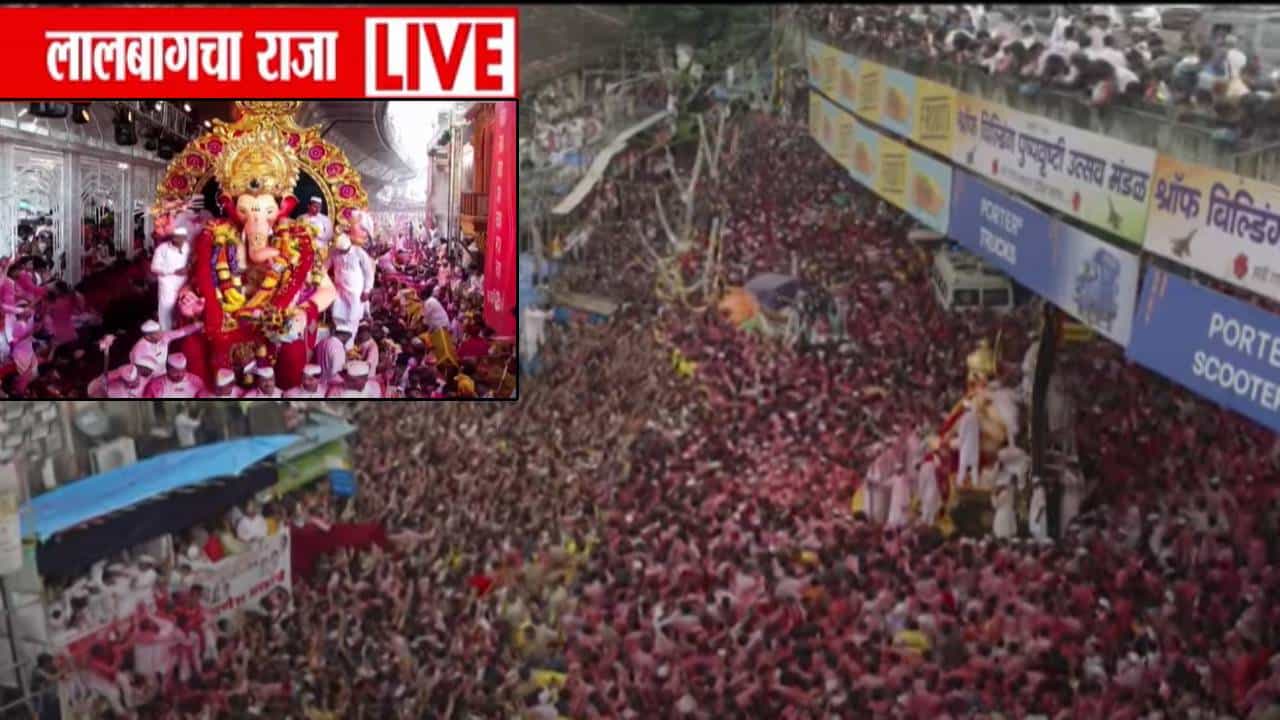 Lalbaugcha Raja Visarjan 2025 :  ही शान कोणाची.... लालबागच्या राजाची... शाही मिरवणुकीतील डोळ्यांचं पारणं फेडणारे क्षण