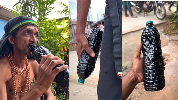 Video : पोळी भाजी नव्हे, इंजिन ऑईल पिऊन हा माणूस करतो गुजारण, दररोज रिचवतो इतक्या बाटल्या !