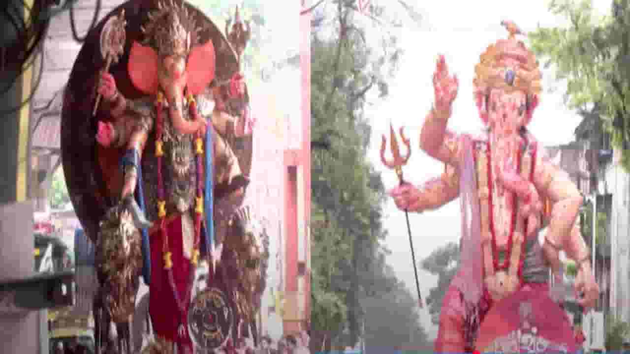Ganpati Visarjan 2025 : ढोल ताशांचा गजर.. गुलालाची उधळण.... मुंबईचा राजा अन् तेजुकाया विसर्जनासाठी मार्गस्थ