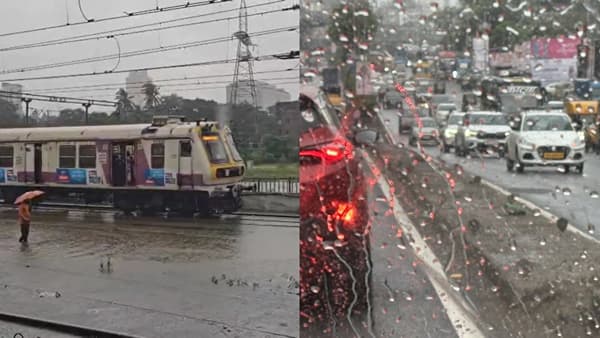 Mumbai Local Update : मुंबईत कोसळधार, पावसामुळे रस्ते वाहतुकीचे तीन तेरा, लोकलच्या तिन्ही मार्गांवरील स्थिती काय?