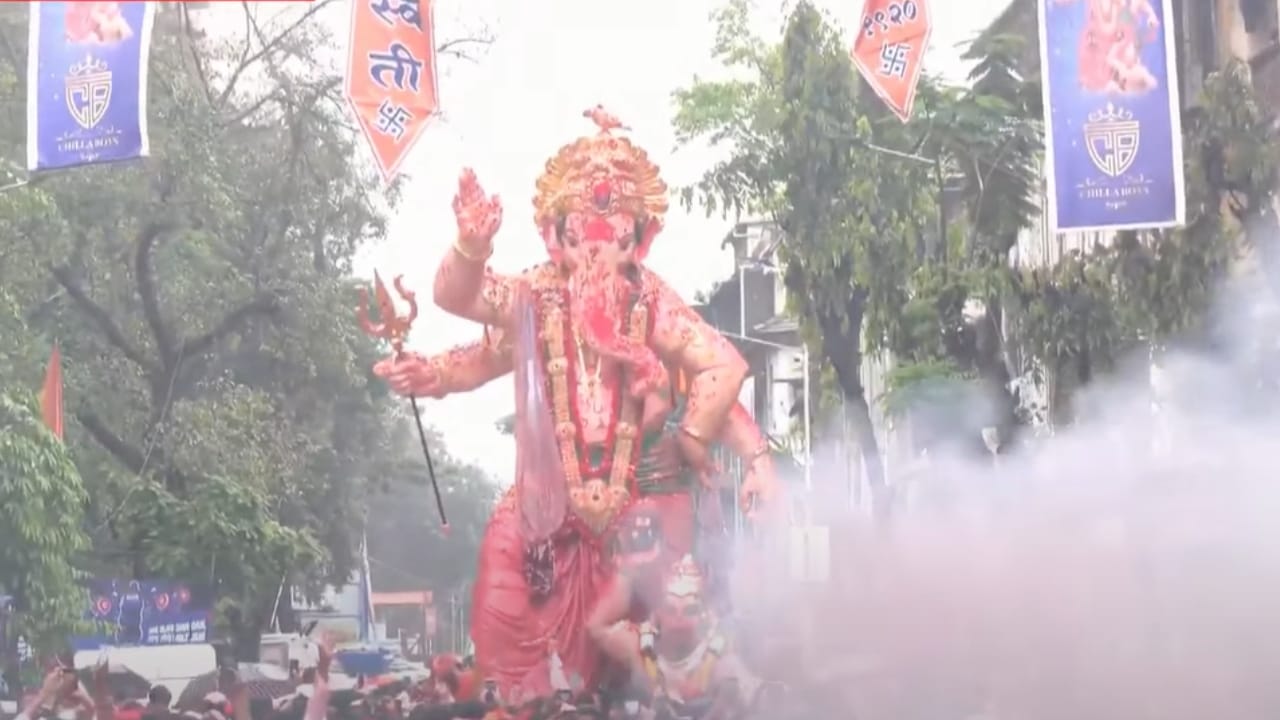 सध्या मुंबईच्या राजाची मिरवणूक ही लालबाग परिसरात दाखल झाली आहे. सध्याची ही विसर्जन मिरवणूक अतिशय उत्साहपूर्ण वातावरणात पार पडत आहे. मुंबईच्या राजाचा रथ फुलांनी आणि हारांनी सजवण्यात आला आहे.
