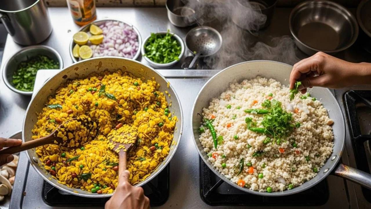  बरेच लोक सकाळच्या नाश्त्यामध्ये उपमा किंवा पोहे खाण्यावर अधिक भर देतात. मात्र, आपल्या आरोग्यासाठी उपमा अधिक फायदेशीर की पोहे, हे जाणून घेऊयात. 