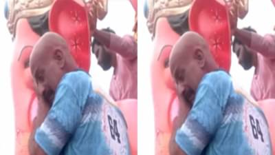 लाबागच्या राजाला निरोप देताना भक्ताला अश्रू अनावर