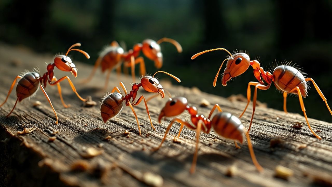 मानव सामाजिक प्राणी आहेत, त्याचप्रमाणे मुंग्या देखील सामाजिक कीटक आहेत. म्हणजेच त्या मानवांप्रमाणेच इतर मुंग्याप्रमाणे एकत्रित राहतात. त्यामुळे अनेकदा त्या एखादी शिकार करताना एकत्र दिसतात.
