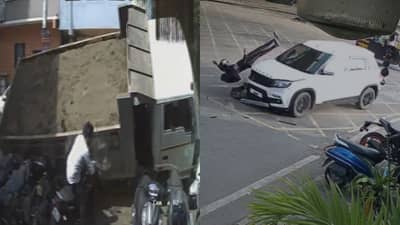 पिंपरी चिंचवडमध्ये दुहेरी अपघात, डंपर उलटला अन..., Video पाहून काळजाचा ठोका चुकेल