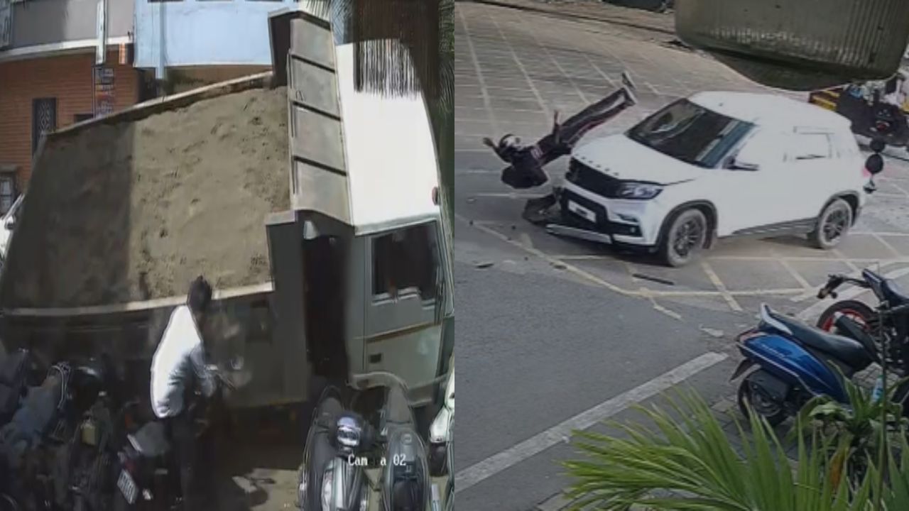 पिंपरी चिंचवडमध्ये दुहेरी अपघात, डंपर उलटला अन..., Video पाहून काळजाचा ठोका चुकेल