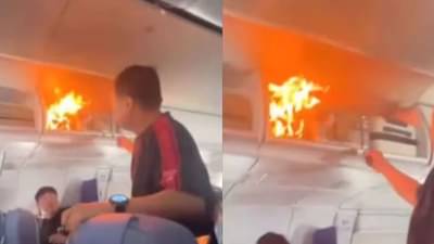 विमानात हवेतच आगीचा भडका, जीव वाचवण्यासाठी प्रवाशांचा आरडाओरडा; Video  पाहून बसेल धक्का!