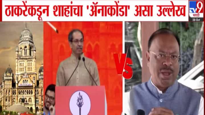 BJP vs Shivsena UBT : अॅनाकोंडाच्या टीकेला अजगरानं प्रत्युत्तर, भाजपा-ठाकरेंचा एकमेकांवर हल्लाबोल; नेमकं काय चाललंय? BJP vs Shivsena UBT : अॅनाकोंडाच्या टीकेला अजगरानं प्रत्युत्तर, भाजपा-ठाकरेंचा एकमेकांवर हल्लाबोल; नेमकं काय चाललंय?