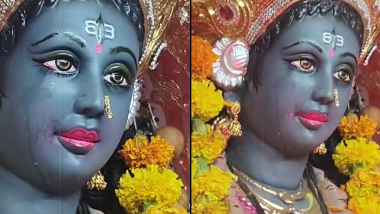 निम गावात एकलव्य नवरात्र मंडळाने कालिका मातेच्या मूर्तीची स्थापना केली आहे. मिळालेल्या माहितीनुसार, आरती करत असतानाच अचानक देवीच्या मूर्तीच्या डोळ्यांतून अश्रू येऊ लागल्याचा प्रकार समोर आला.