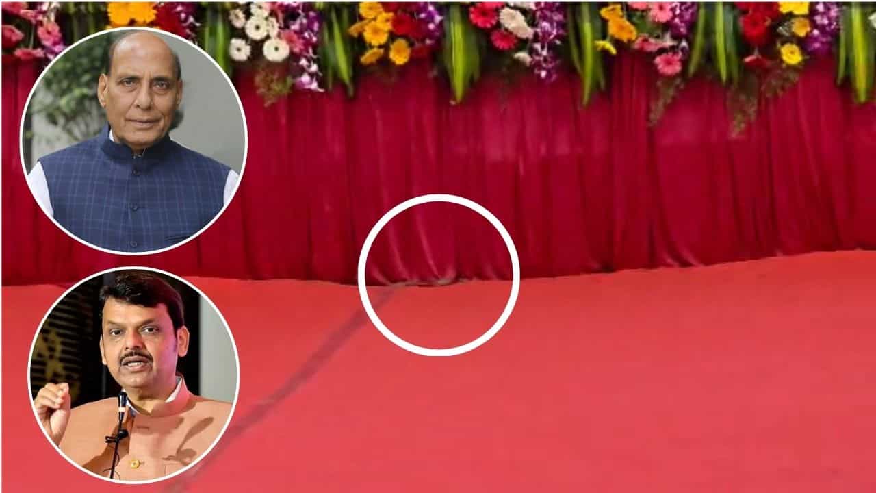 पुण्यात मंत्री राजनाथ सिंग यांच्या कार्यक्रमात मंचावर आला साप अन् ...