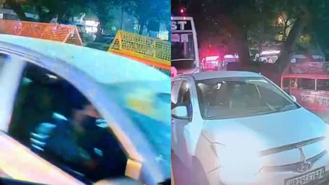 Delhi blast first CCTV footage : दिल्ली बॉम्बस्फोटापूर्वीचे धक्कादायक सीसीटीव्ही फुटेज, काळे मास्क घालून कार चालवताना...