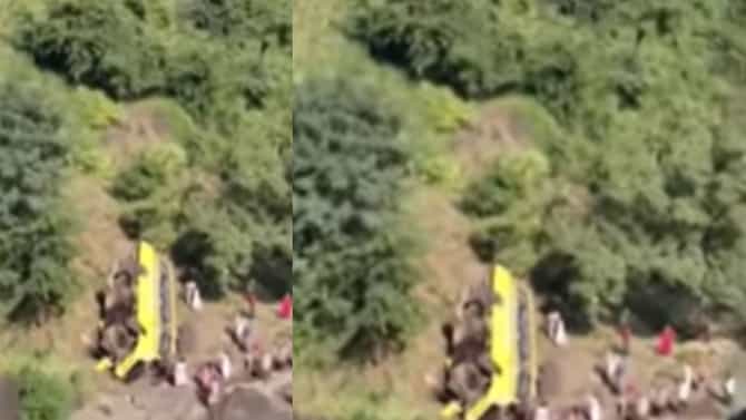 Breaking news : विद्यार्थ्यांनी भरलेली स्कूल बस 150 फूट खोल दरीत कोसळली, भीषण अपघात