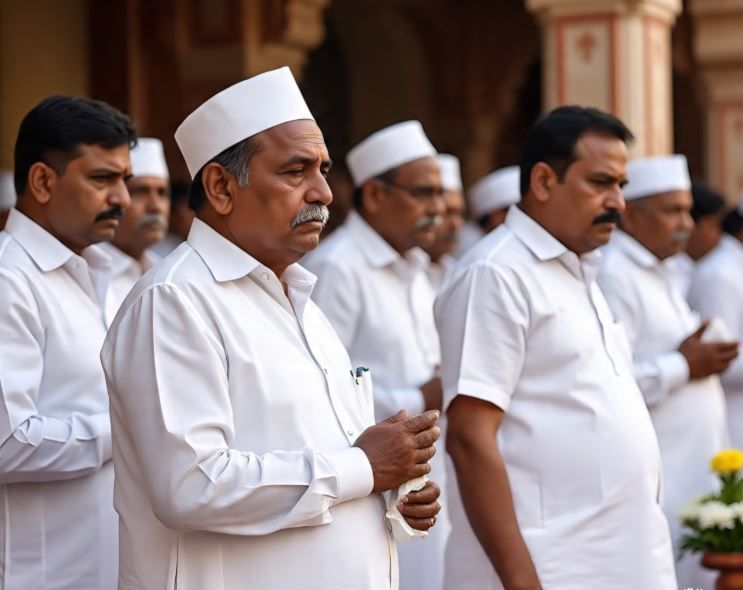 मृत्यू झाल्यानंतर संबंधित व्यक्तीच्या शरीरातील आत्मा मोक्षाच्या दिशेने आपला प्रवास सुरू करते, असे सांगितले जाते. त्यामुळेच त्या आत्म्याच्या शांतीसाठी अंत्यसंस्कारासाठी आलेले लोक पांढऱ्या रंगाचे वस्त परिधान करतात, असे सांगितले जाते. (सांकेतिक फोटो, फोटो सौजन्य- मेटा एआय)