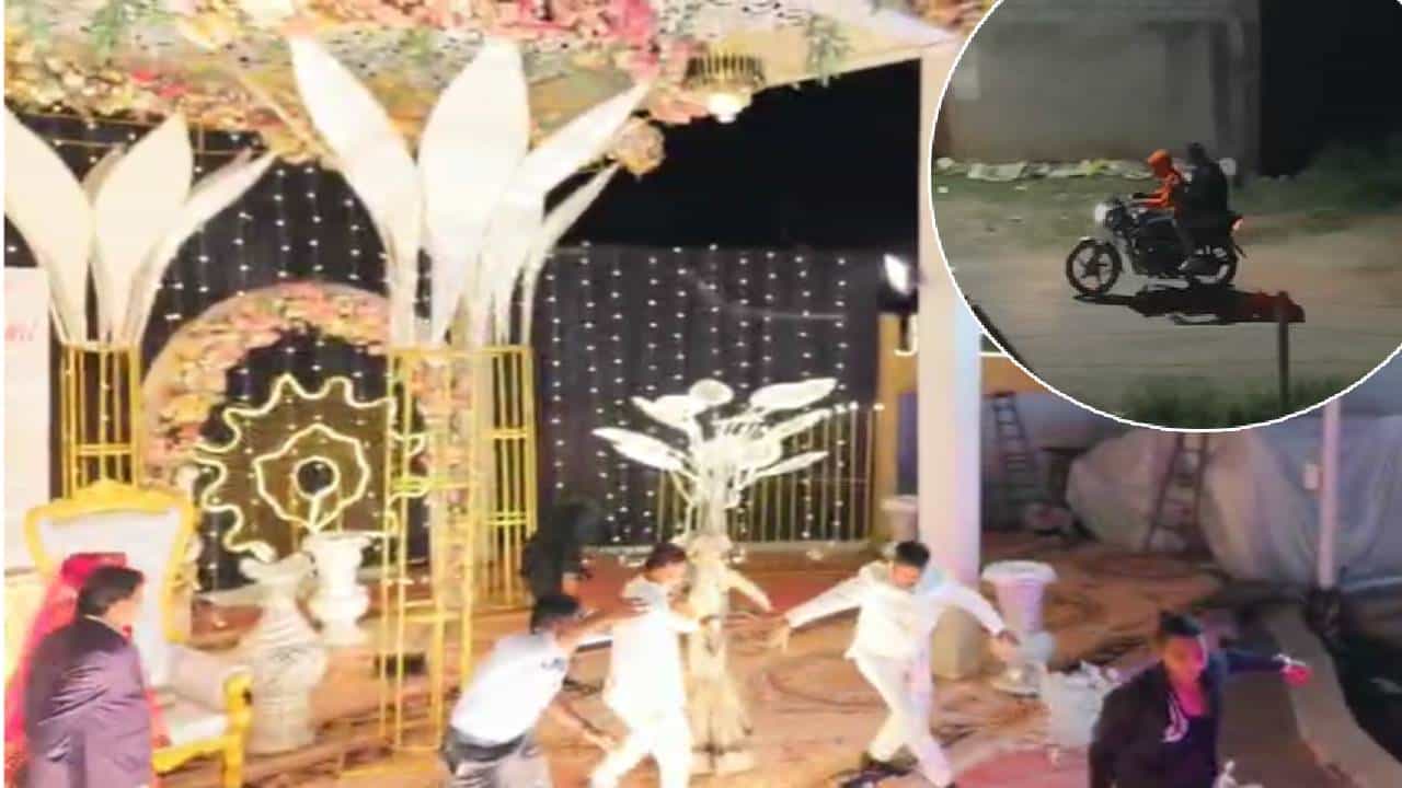 Amravati : लग्नाच्या स्टेजवर हे काय घडलं? नवरा-नवरीला भेटण्यास पाहुण्याची गर्दी अन् 'त्या' दोघांनी काढला चाकू ... थरारक Video ड्रोन कॅमेरात कैद