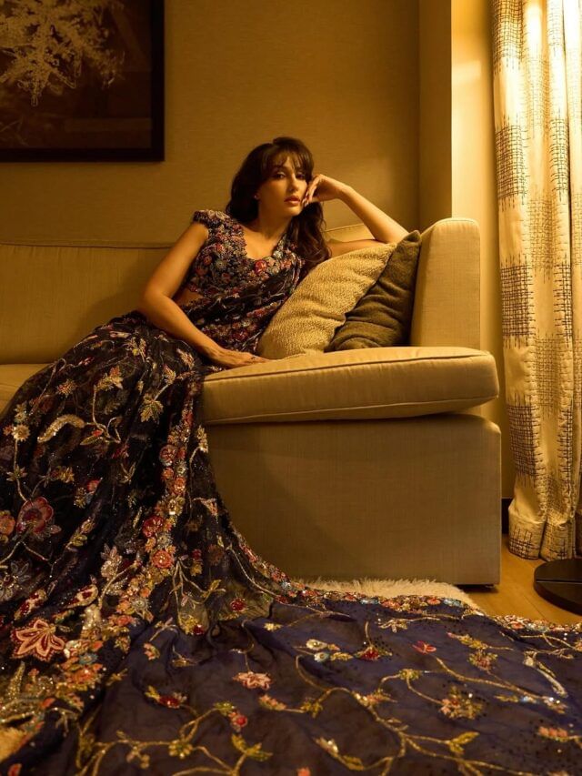 साडीत नोरा फतेही दिसतेय ‘अप्सरा’, फोटो पाहून म्हणाल…