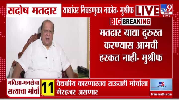 Hasan Mushrif : मतदार याद्या दुरूस्त करण्यास आमची हरकत नाही - हसन मुश्रीफ Hasan Mushrif : मतदार याद्या दुरूस्त करण्यास आमची हरकत नाही - हसन मुश्रीफ