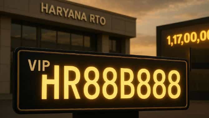 देशातली सर्वात महागडी नंबर प्लेट... HR88B8888 क्रमांकाच्या नंबर प्लेटची विक्री इतक्या कोटीला; आकडा ऐकूनच घेरी येईल