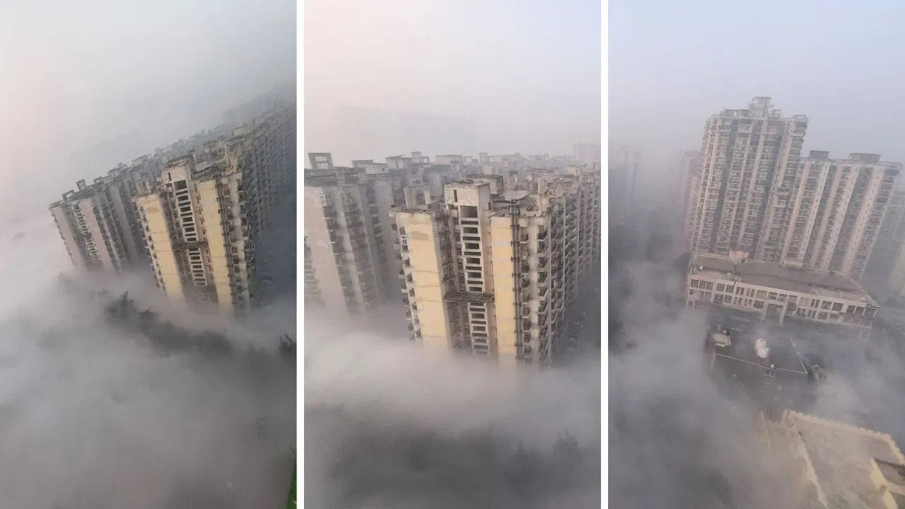 धुक्यात हरवले टॉवरचे जंगल, 23 व्या मजल्यावर मोबाईलने शुट केले विंहगम दृश्य, सोशल मीडियावर Video व्हायरल