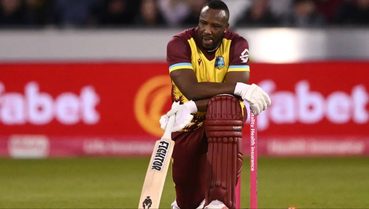 वेस्ट इंडिजचा आक्रमक फलंदाज आंद्रे रसेलने 185.34 च्या स्ट्राईक रेटने 1074 धावा केल्या होत्या. 2024 या वर्षात त्याने ही कामगिरी केली होती. त्याने एका वर्षात 1000 पेक्षा जास्त धावा 185.34 च्या स्ट्राईक रेटने केल्या होत्या.  Photo: Stu Forster/Getty Images)