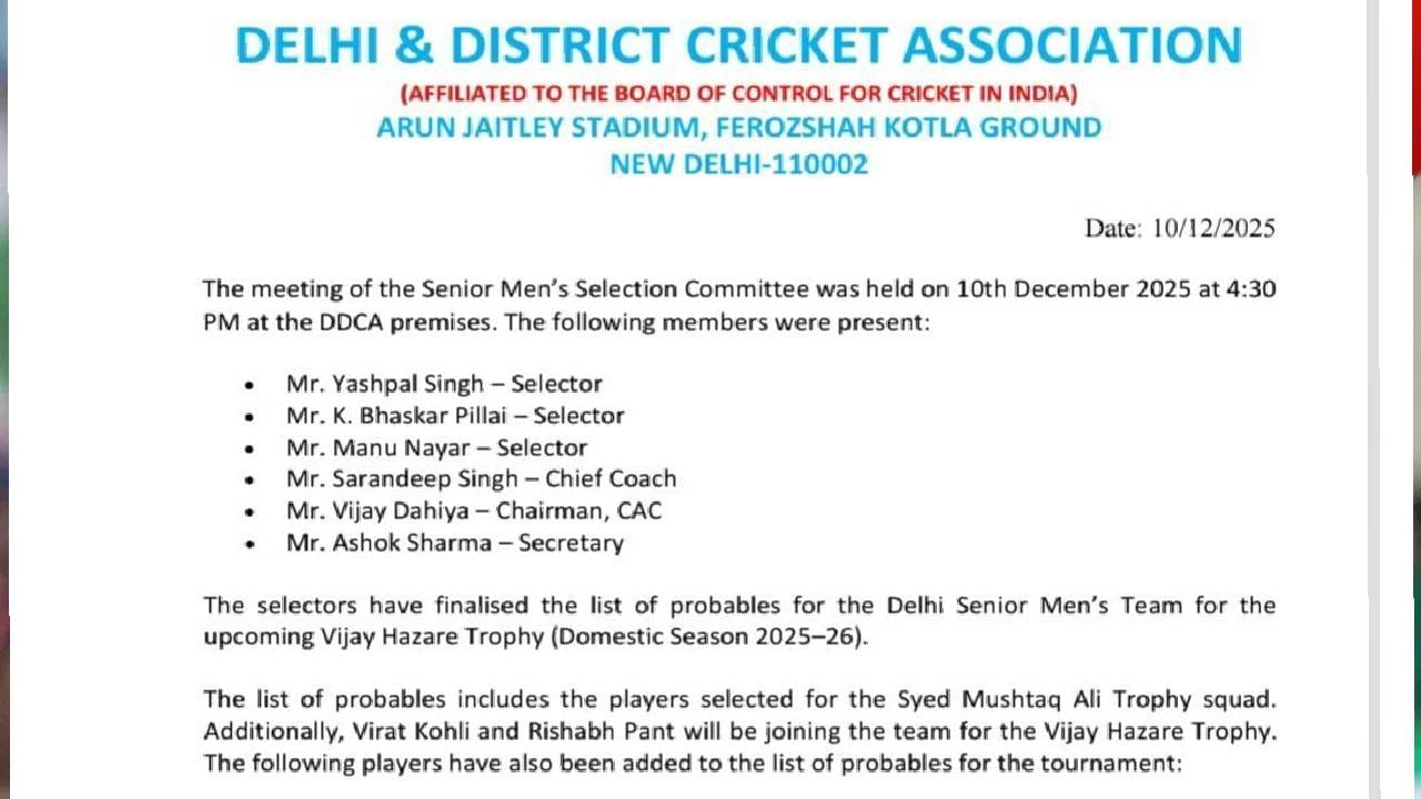 दक्षिण आफ्रिकेविरुद्धच्या एकदिवसीय मालिकेदरम्यान विराट कोहली विजय हजारे ट्रॉफीमध्ये खेळणार असल्याचे निश्चित झाले होते. वृत्तानुसार, तो दिल्लीकडून तीन सामन्यांमध्ये खेळू शकतो. कोणत्या तीन सामन्यात खेळणार हे स्पष्ट नाही. (फोटो- ट्वीटर)