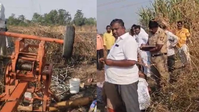 क्रेनचा विजेच्या तारांना स्पर्श! धक्का इतका जोरदार की बाप लेकांचे निधन