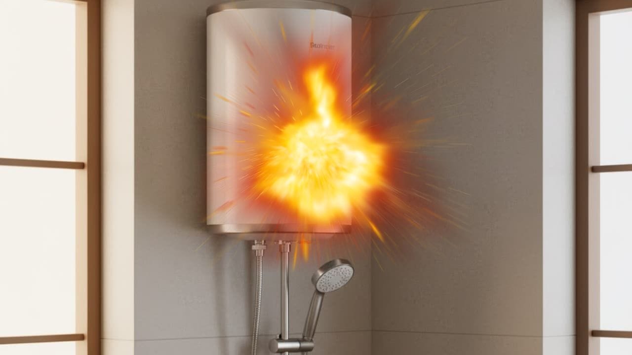 गिझरचे तापमान सामान्य सेट केलेले असतानाही जर पाणी खूप जास्त गरम येत असेल, तर याचा अर्थ गिझरचा थर्मोस्टॅट निकामी झाला आहे. थर्मोस्टॅट बिघडल्यामुळे पाणी गरम होण्याची प्रक्रिया थांबत नाही, परिणामी दाबाचे रूपांतर स्फोटात होऊ शकते.