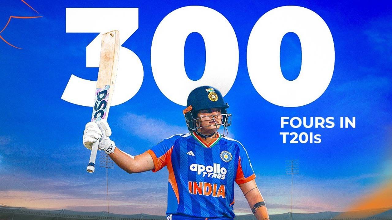 श्रीलंकेविरुद्ध टी20 क्रिकेटमध्ये सर्वाधिक धावा करण्याचा मान शफाली वर्माला मिळाला आहे. यापूर्वी हा विक्रम जेमिमा रॉड्रिग्सच्या नावावर होता. तिने 76 धावा केल्या होत्या. आता शफाली वर्माने नाबाद 79 धावा करत हा विक्रम आपल्या नावावर केला आहे. दुसरीकडे, शफालीने टी20 क्रिकेटमध्ये 300 चौकार पूर्ण केले. (Photo- BCCI Women Twitter)