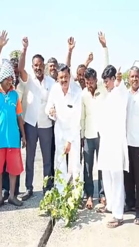 Latur : महामार्गावरील भेगा बुजावण्यासाठी छावा संघटनेचं निषेध आंदोलन