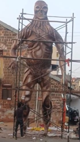 Video : बेळगावमध्ये साकारला 25 फूट उंचीचा 'ओल्ड मॅन'.