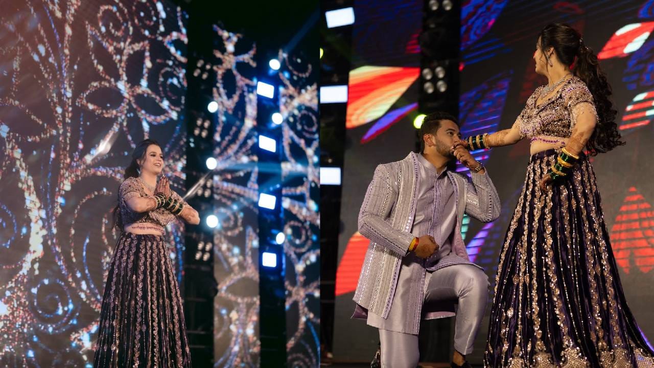 पांढऱ्या रंगाच्या शेरवानीत आलेले शंभुराज आणि गोल्डन-निळा लेहंगा अशा अटायरमध्ये आलेली प्राजक्ता, दोघांची जोडी खूप उठून दिसत होती. त्यांनी अनेक गाण्यांवर सुंदर डान्सही केला.