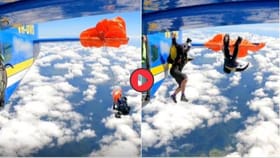 काळजाचा ठोका चुकवणारा Video, विमानातून उडी मारताच पॅराशूट अडकले अन्....