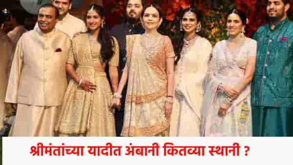 Richest Families in World 2025 : जगातील सर्वात श्रीमंत कुटुंबाच्या यादीत अंबानी कितव्या स्थानी ? विश्वासच नाही बसणार