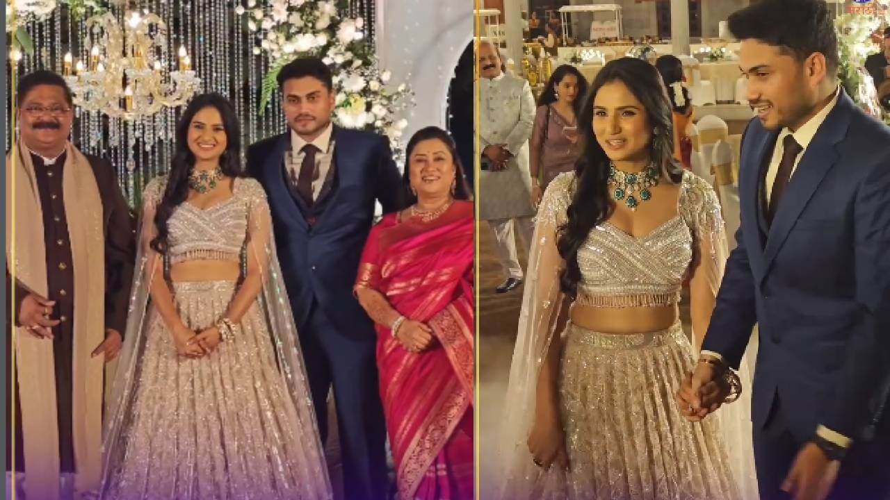 त्यांच्यासह वरमाय सुचिता बांदेकर हिने गुलाबी साडीत सर्वांचं लक्ष वेधून घेतलं. आदेश बांदेकर यांचाही शेरवानीतला लूक सर्वांना आवडला.