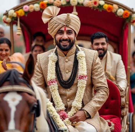 हिंदू धर्मात लग्न सोहळ्यादरम्यान अनेक विधी पार पाडले जातात. खरं तर विवाह म्हणजे एक जल्लोषच असतो. विवाहाच्या अगोदर दोन दिवस आणि विवाहानंतर दोन दिवस उत्सवाचा आणि उत्साहाचं वातावरण असतं. या काळात सर्व विधी पार पाडून वधू-वर एकमेकांसोबत आयुष्यभर राहण्याची शपथ घेतात. पण या विवाह सोहळ्यातील सर्वात महत्त्वाचा भाग हा नवरदेवाची वरात हा असतो. (सांकेतिक फोटो- फोटो सौजन्य- मेटा एआय)