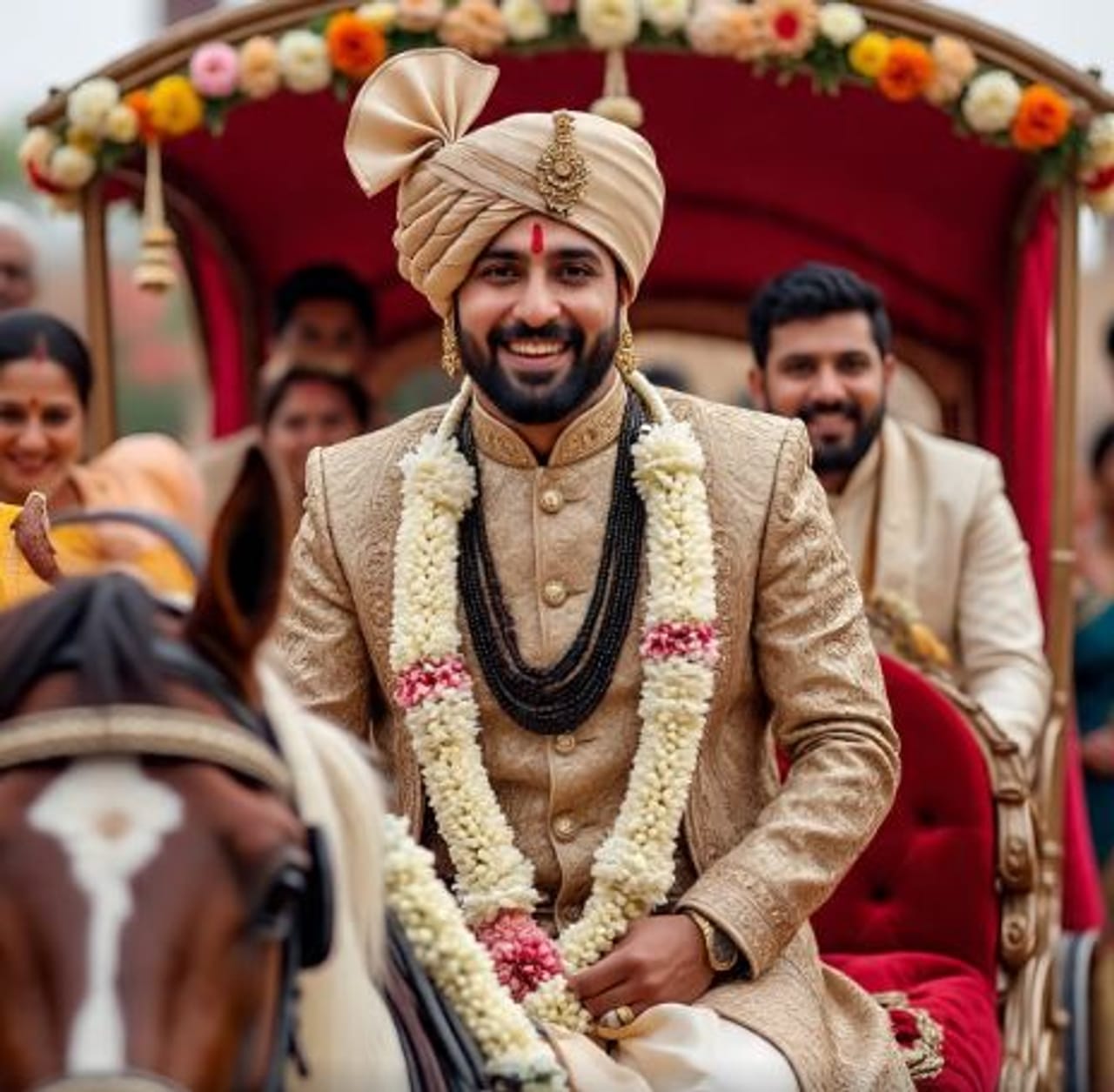 हिंदू धर्मात लग्न सोहळ्यादरम्यान अनेक विधी पार पाडले जातात. खरं तर विवाह म्हणजे एक जल्लोषच असतो. विवाहाच्या अगोदर दोन दिवस आणि विवाहानंतर दोन दिवस उत्सवाचा आणि उत्साहाचं वातावरण असतं. या काळात सर्व विधी पार पाडून वधू-वर एकमेकांसोबत आयुष्यभर राहण्याची शपथ घेतात. पण या विवाह सोहळ्यातील सर्वात महत्त्वाचा भाग हा नवरदेवाची वरात हा असतो. (सांकेतिक फोटो- फोटो सौजन्य- मेटा एआय)