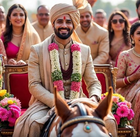 परंतु आजकाल वरात म्हणजे एक फक्त डान्स करायचा अशी समजूत झाली आहे. नवरदेवाचे मित्र वरातीत मद्यप्राशन करून डान्स करतानाही दिसते. परंतु हे चुकीचे आहे. (टीप- ही स्टोरी प्राथमिक माहितीवर आधारलेली आहे. आम्ही कोणताही दावा करत नाही. अधिक माहितीसाठी तज्ज्ञांशी संपर्क साधा.)   (सांकेतिक फोटो- फोटो सौजन्य- मेटा एआय)