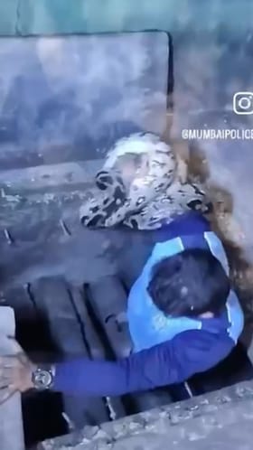 इंटरनेट वायर दुरुस्त करायला गेले, अचानक समोर अजगर दिसला अन्... मुंबई पोलिसांनी दिले जीवदान