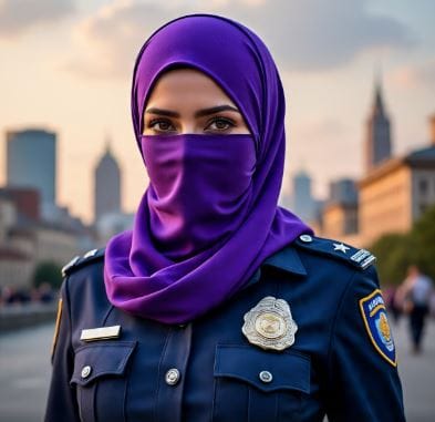 या हिजाबमुळे नोकरीवर पोलीस कर्मचाऱ्याचा गळा आवळला जाणार नाही. अगोदर हिजाब परिधान करून नोकरी करणे थोडे जिकरीचे वाटायचे. मात्र आता या हिजाबमुळे मुस्लीम महिला कर्मचाऱ्यांना हिजाब घालून आरामात नोकरी करता येणार आहे. अशा प्रकारचा हिजाब वापरणे इतर सामान्य हिजाबपेक्षा सोइस्कर असल्याचे सांगितले जात आहे. (सांकेतिक फोटो, फोटो सौजन्य- मेटा एआय)