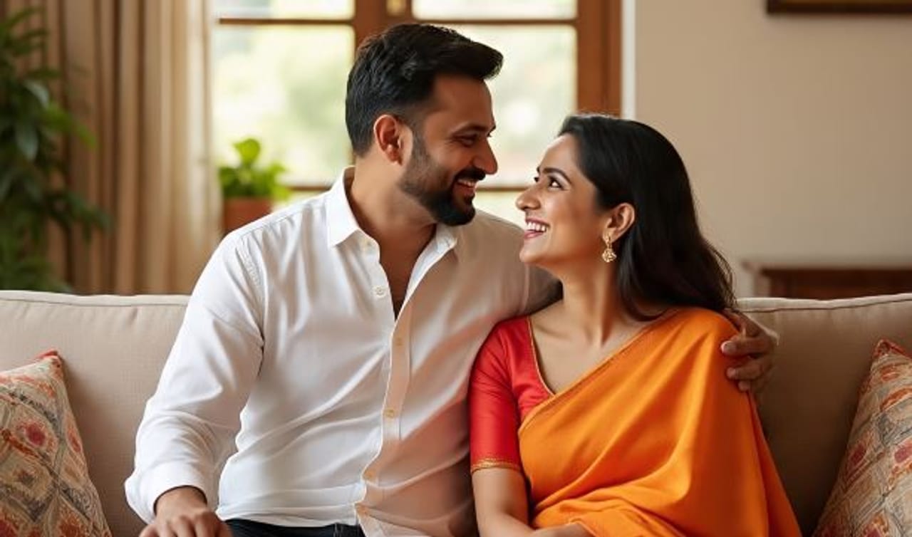 पती-पत्नीच्या नात्यातील नाराजी, दुरावा दूर करण्यासाठी नव्या वर्षातील पहिला दिवस खूपच खास समजला जातो. या दिवशी सोबत पूजा करणे, मंत्राचा जप करणे, चंदनाचा टिळा लावणे तसेच सकारात्मक विचार केल्याने तुमचे नाते भविष्यात मधूर होण्याची शक्यता व्यक्त केले जाते. हे छोटे-छोटे उपया वैवाहिक जीवनात पुन्हा आनंद पेरू शकतात. (सांकेतिक फोटो- फोटो सौजन्य- मेटा एआय)