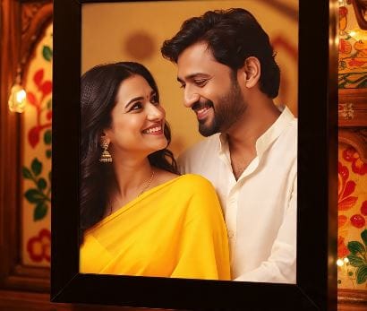 ही फ्रेम चांदीची असेल तर खूपच चांगले. काळ्या रंगाची किंवा लोखंडाची फ्रेम लावू नये. फोटोमध्ये खूश असावेत तसेच ते एकमेकांकडे पाहात असलेले पाहिजेत. असा फोटो घरात लावला तर सगळीकडे सकारात्मक उर्जा पसरते. (सांकेतिक फोटो, फोटो सौजन्य- मेटा एआय)