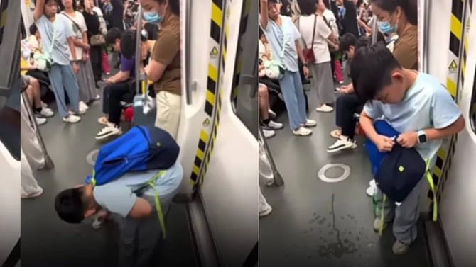 खचाखच भरलेल्या मेट्रोत मुलाकडून सांडलं कोल्ड-ड्रिंक, त्याने जे केलं..