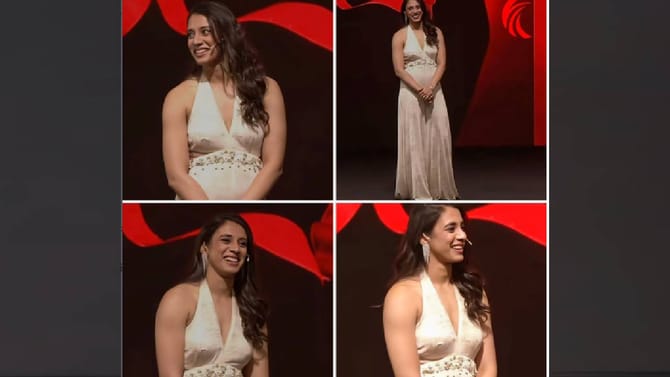 पांढराशुभ्र वनपीस, चेहऱ्यावर हास्य अन्..स्मृतीचे फोटो व्हायरल