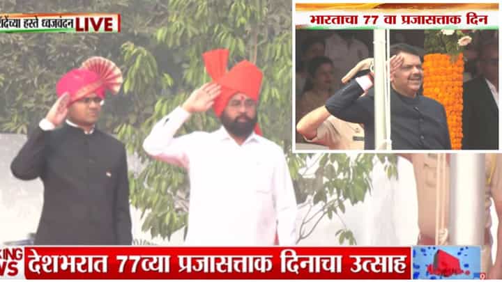 देशासह राज्यात प्रजासत्ताक दिनाचा उत्साह; मुख्यमंत्री आणि उपमुख्यमंत्री यांच्या हस्ते ध्वजवंदन देशासह राज्यात प्रजासत्ताक दिनाचा उत्साह; मुख्यमंत्री आणि उपमुख्यमंत्री यांच्या हस्ते ध्वजवंदन
