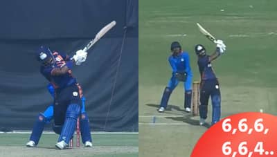 6,6,6,6,6,4...! एकाच षटकात 34 धावा, हार्दिक पांड्याने ठोकलं शतक Video
