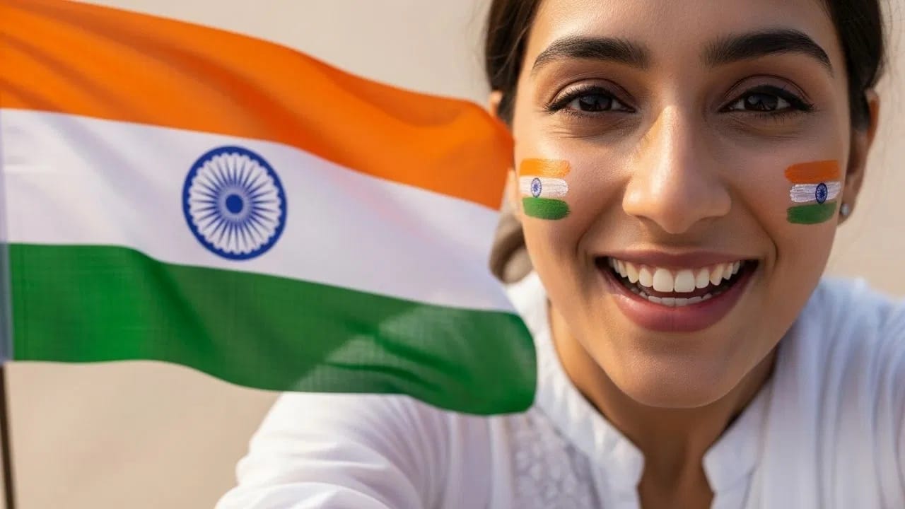 गालावर तिरंगा आणि चेहऱ्यावर हास्य असलेला असा सेल्फी सोशल मीडियासाठी खास ठरेल.. यासाठी या प्रॉम्टचा वापर करा... (Prompt: Keep the facial features of the person in the image provided exactly 100% same. Create a close-up selfie of a person wearing a simple white ethnic dress, a small Tiranga painted on both cheeks, Indian national flag in the background, joyful smile, soft daylight, realistic selfie angle, Republic Day celebration vibe, high clarity)