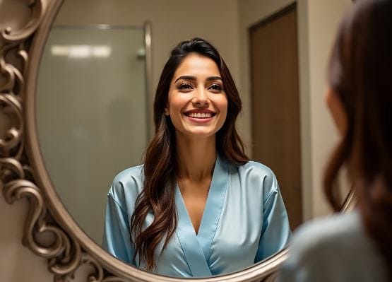 तुम्ही बाथरुममध्ये आरसा लावलेला असेल तर तो तुटलेला नसावा. आरसा तुटलेला असेल तर तो लगेच बदला. तुटलेल्या आरशामुळे नकारात्मकता वाढते. तसेच नात्यांमध्ये दुरावा निर्माण होतो. बाथरुममधील आरसात टॉयलेट सीट दिसणे अशुभ मानले जाते. (सांकेतिक फोटो, फोटो सौजन्य- मेटा एआय)